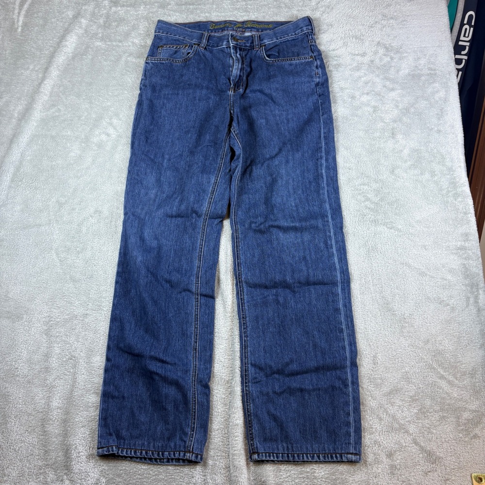 Tommy Bahama Jeans Men 34/32 (Fits 32x32)‎ Classic Fit Blue Faded Whiskered